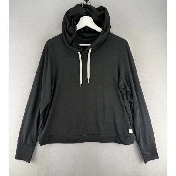 Vuori Halo Essential Hoodie Women's Sz L Black Heathered Deamknit Athleisure - Picture 1 of 7